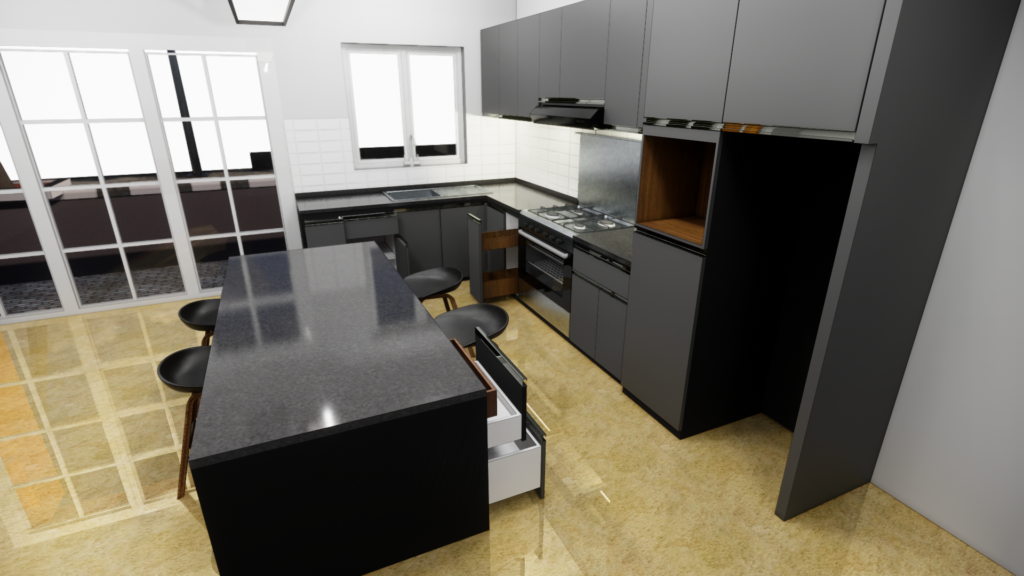Kitchen set minimalis modern pesanan Ibu Sisca dikirim ke Australia oleh Jasa Interior Jogja