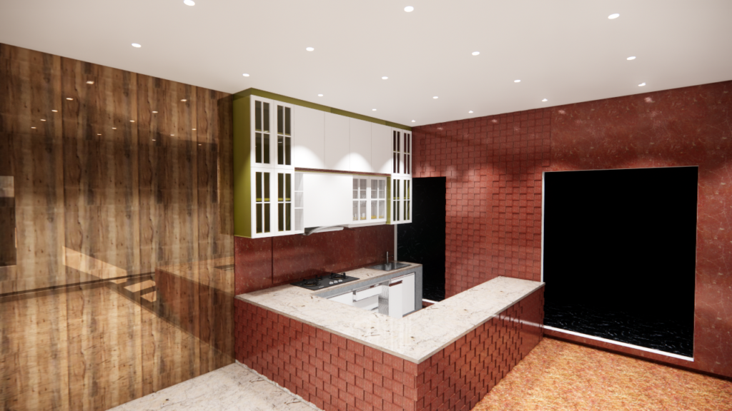 Desain dapur modern Ibu Dian yang nyaman untuk tempat kumpul dan menikmati wine bersama teman-teman.