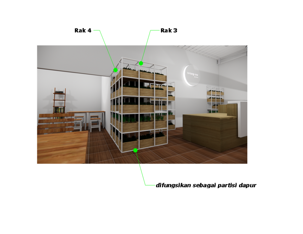 Jasa interior rumah Purwokerto - Desain area outdoor dan indoor cafe