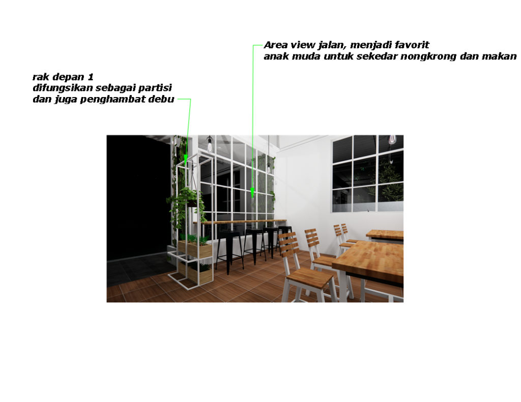 Jasa interior rumah Purwokerto - Desain booth dan meja kasir cafe